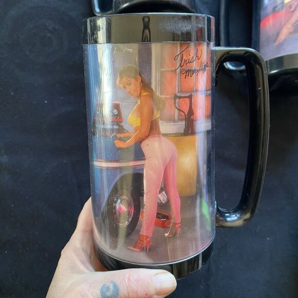 Vintage Snap-On Tools Pinup Girls Thermo-Serv Cups. Set Of 4! Handles. - Picture 5 of 13